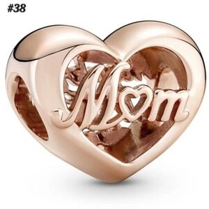 #38 Rose Gold Openwork Heart Charm Mom Thank You For Being There Front/Back